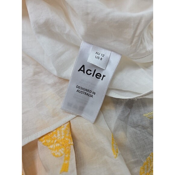 Acler Basita Dress Golden Leaves Women's US 8 Yellow and White Embroidered - Picture 9 of 14